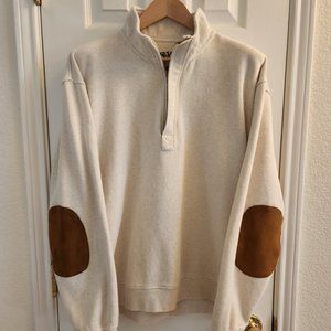 Orvis - Men's Quarter Zip Sweater w/Elbow Patches - Oatmeal - Size XL